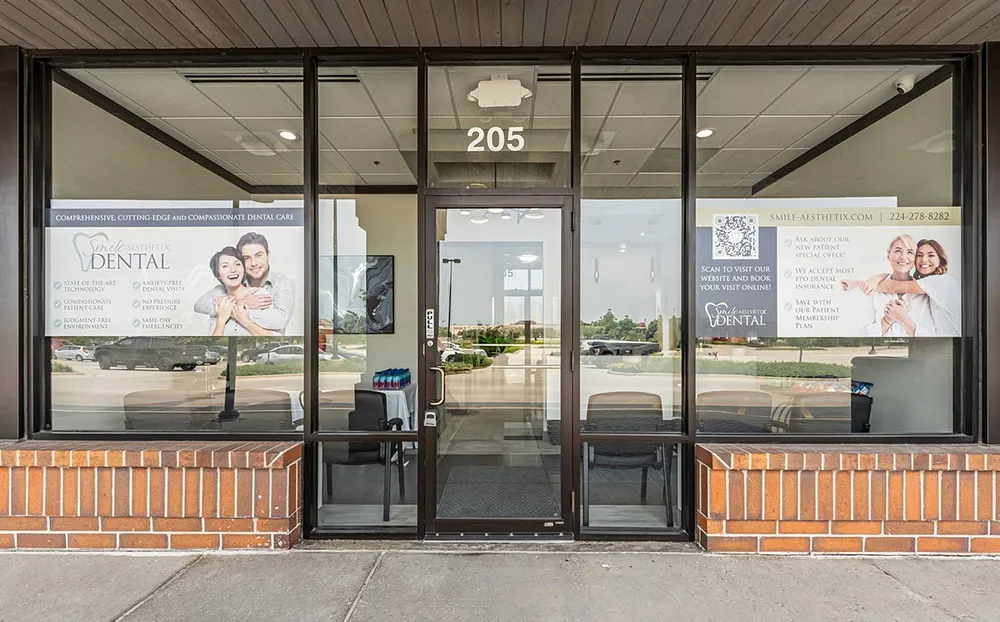 Entrance to Smile Aesthetix Dental at 205 South Randall Road
